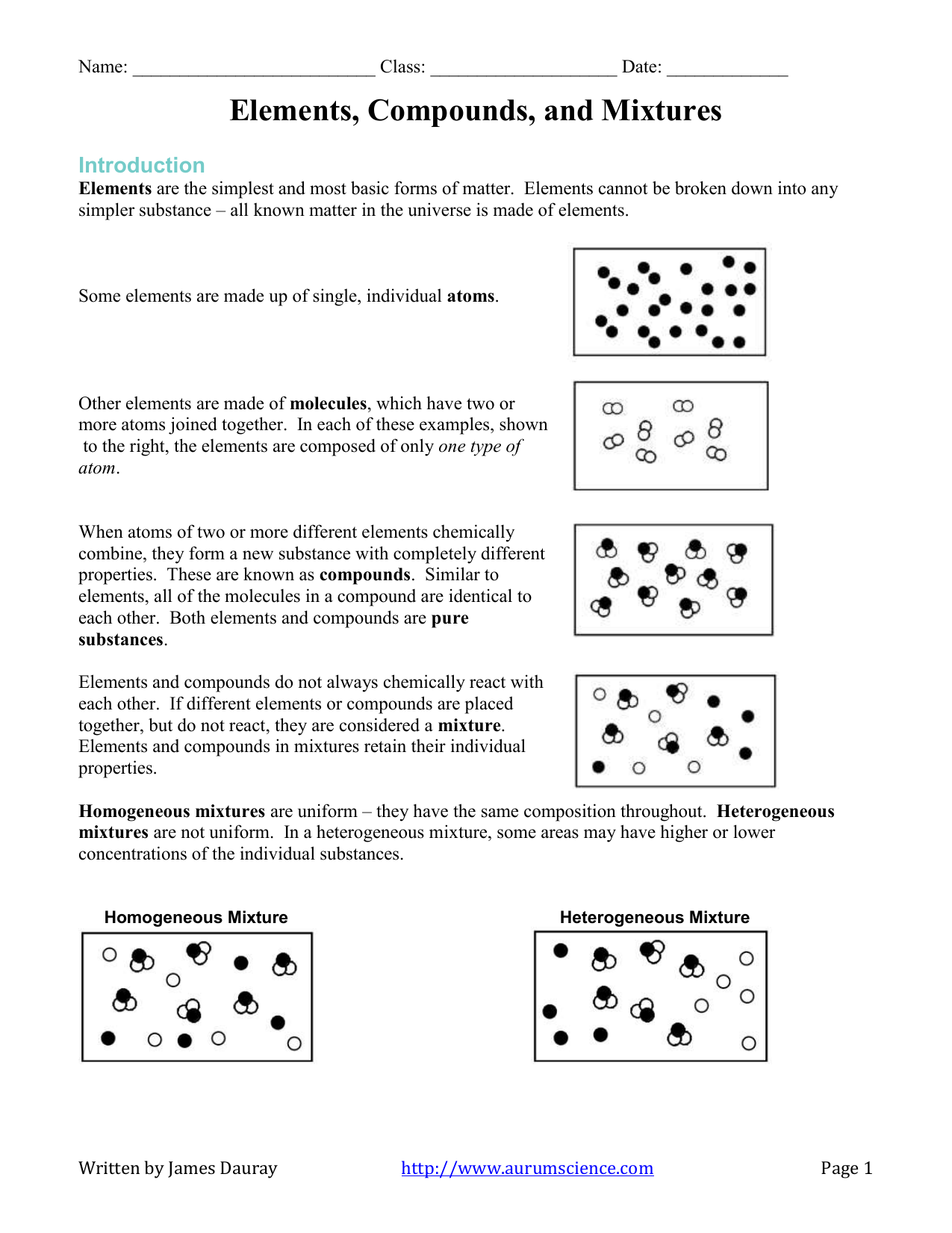 Element Compounds And Mixtures Worksheet Answers Printable Word Searches