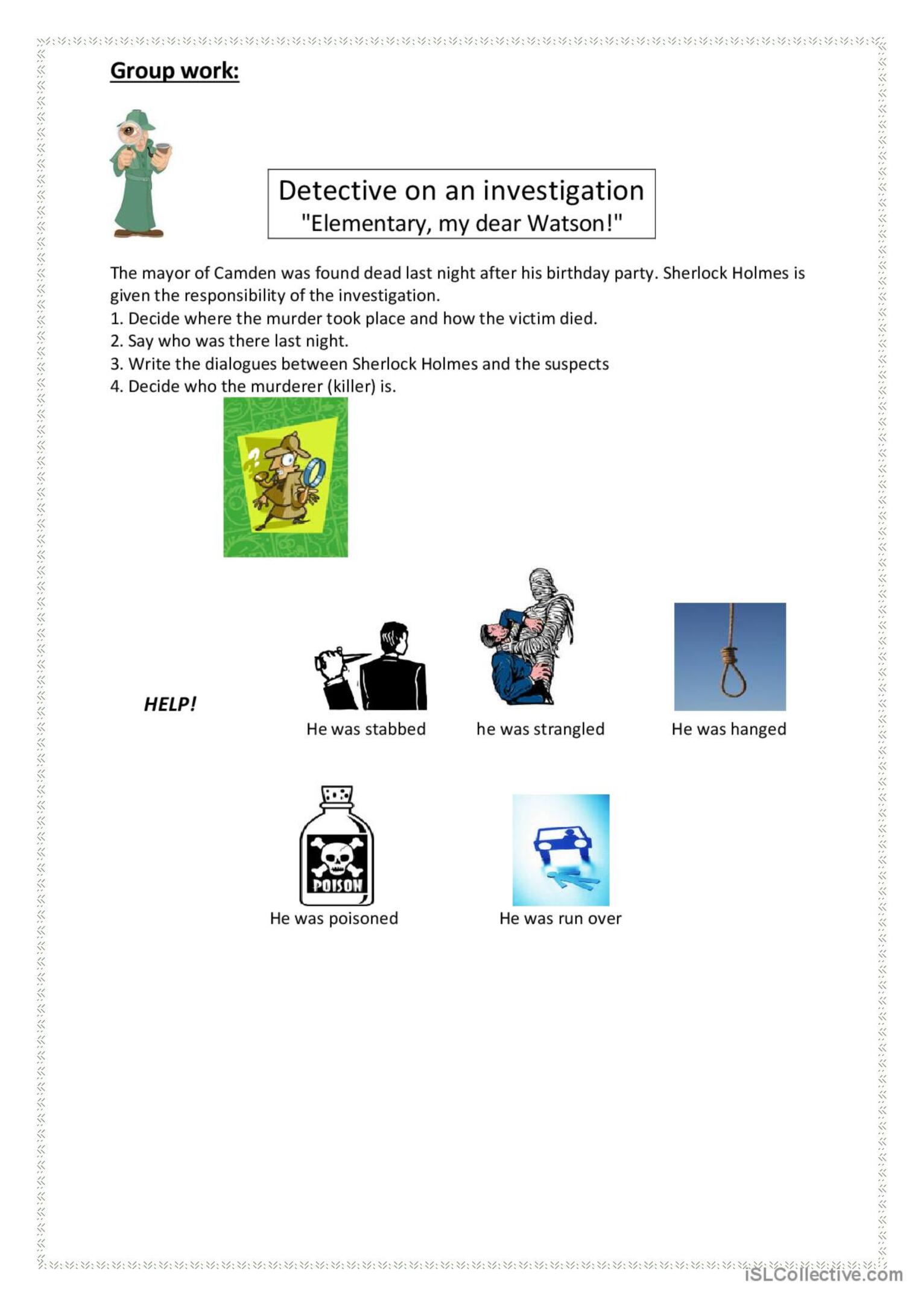 Elementary My Dear Watson Creati English Esl Worksheets Pdf Doc