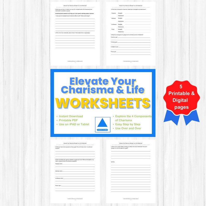 Elevate Your Charisma Worksheet Elevate Your Life Worksheet Confidence