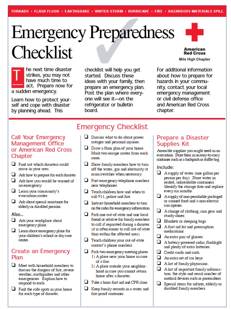 Emergency Preparedness Checklist Emergency Management Public Safety