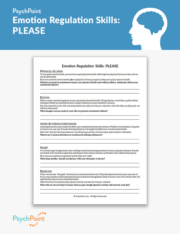 Emotion Regulation Skills Worksheets