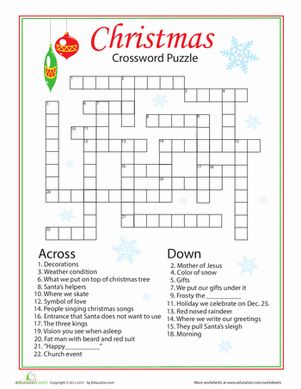 Engage Your Fourth Grader With Fun Christmas Crossword Worksheets