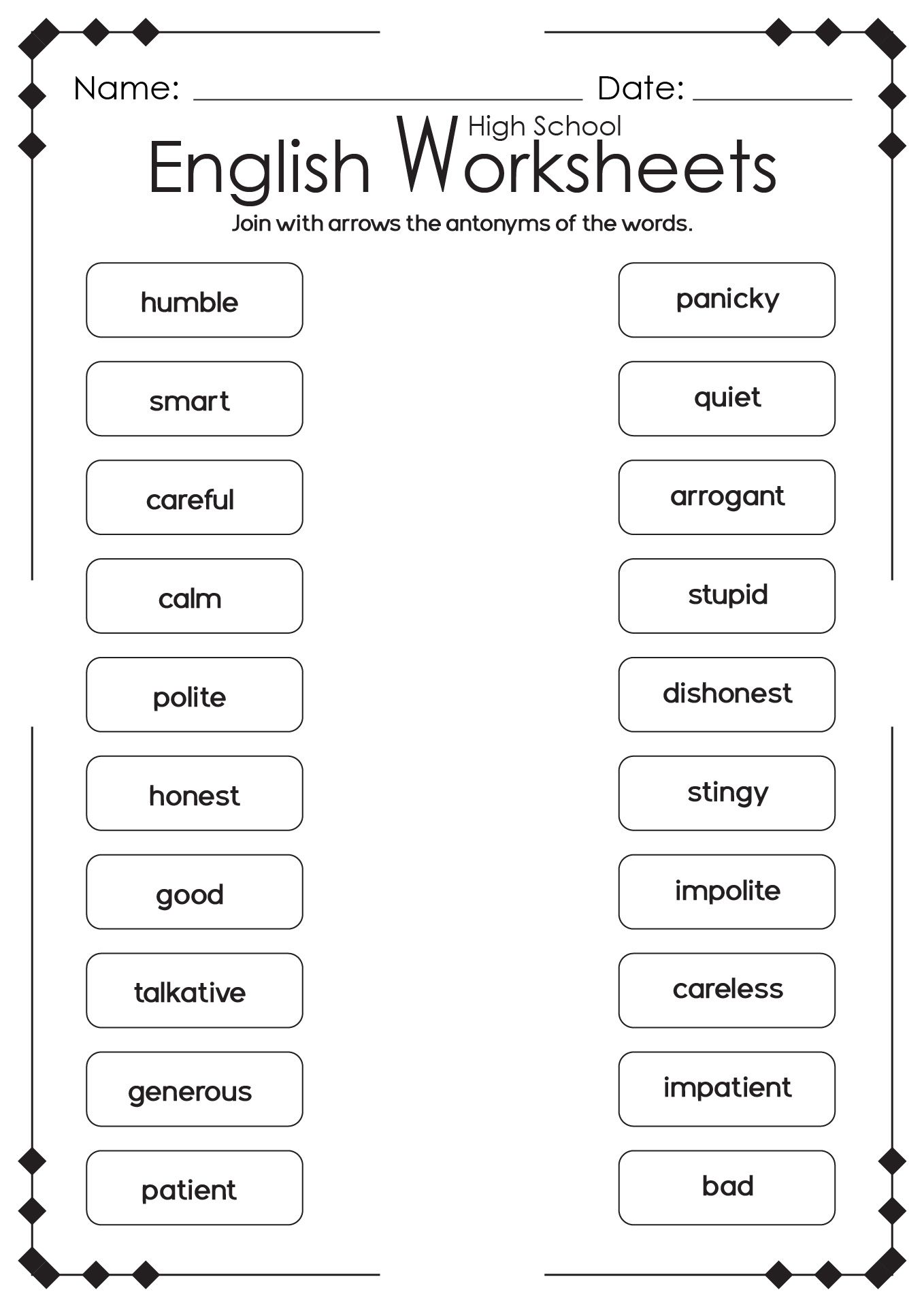 English Language Arts Worksheets Teaching Resources