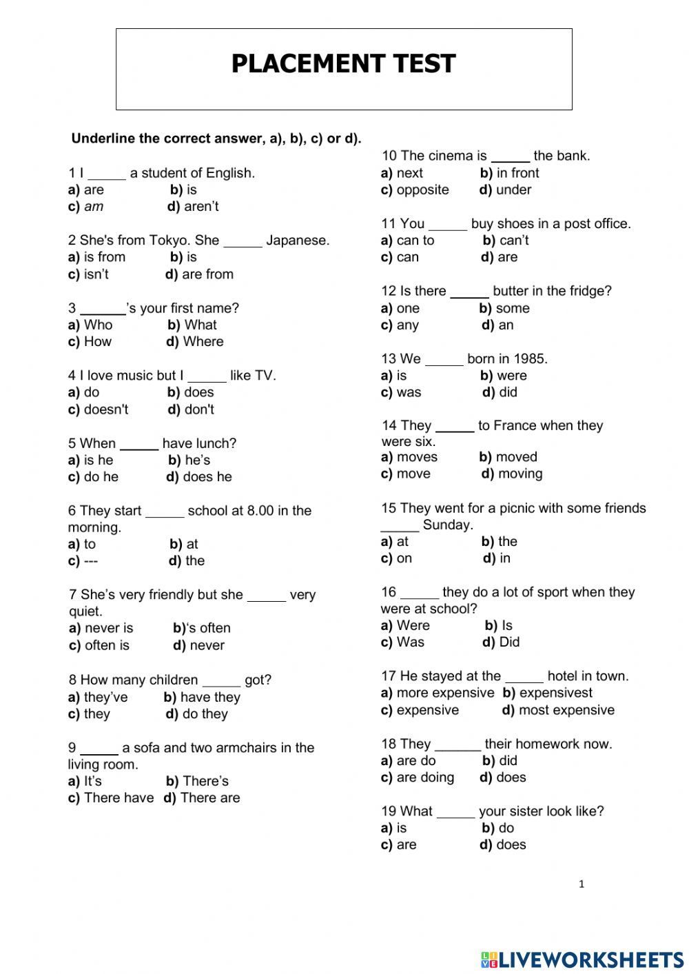 English Test For The Intermediate Level Esl Worksheet By Strongwildrose