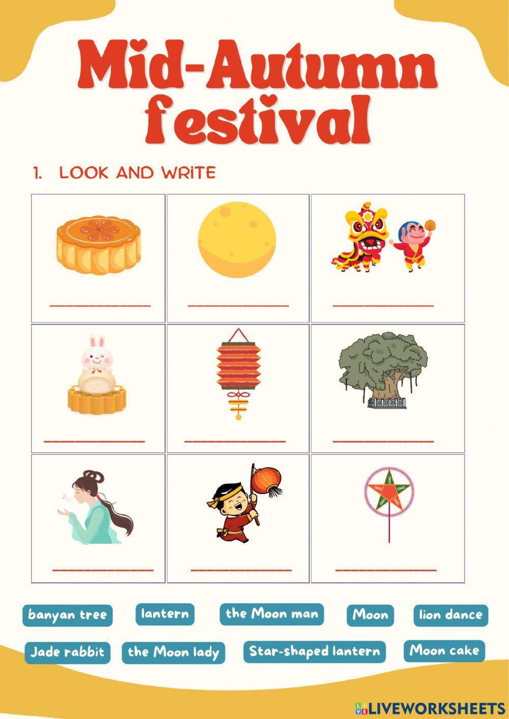 English Worksheets Mid Autumn Festival