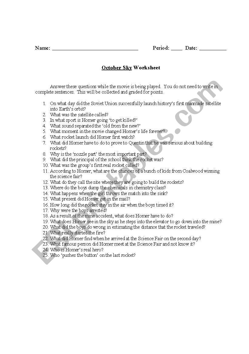 English Worksheets October Sky Worksheet Worksheets Library