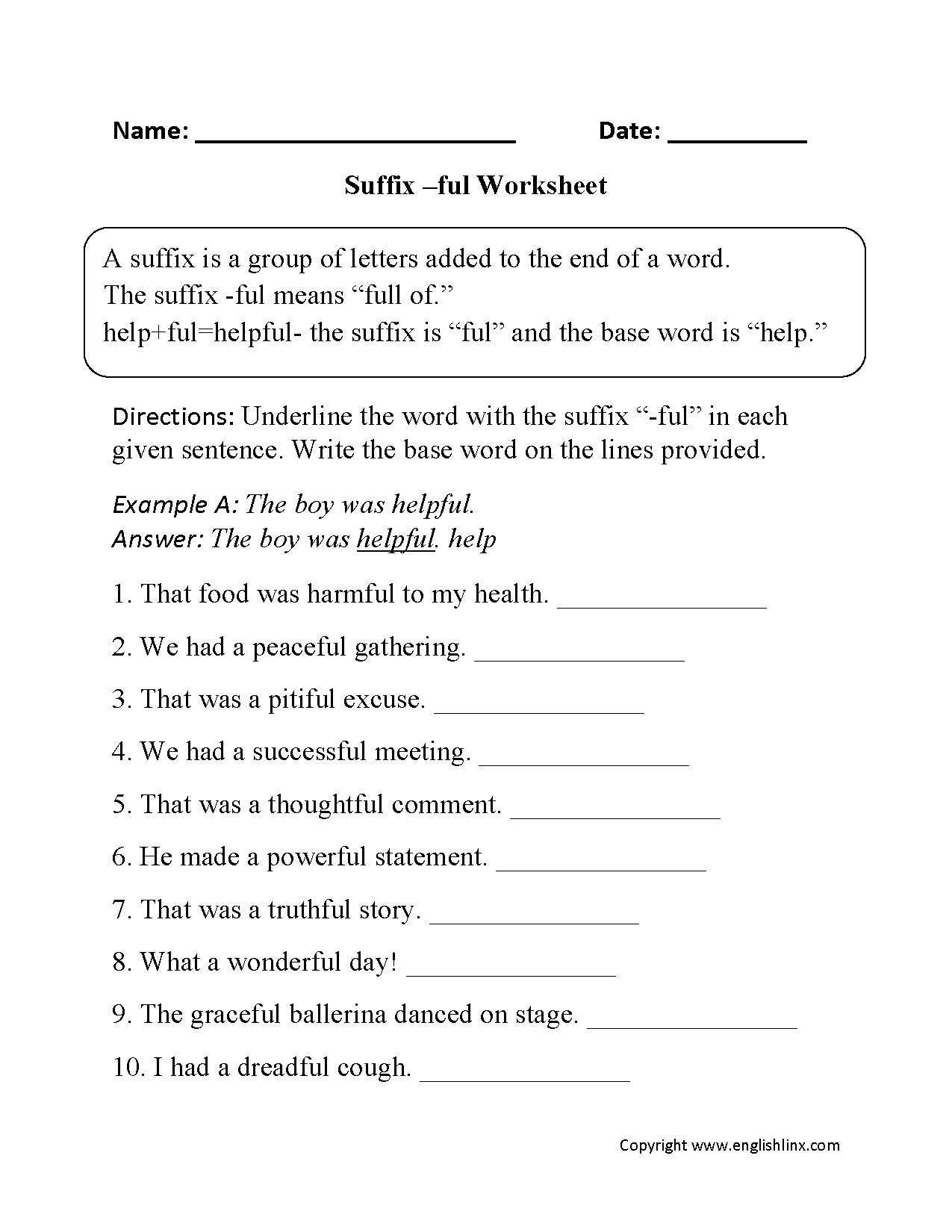 Englishlinx Com Suffixes Worksheets