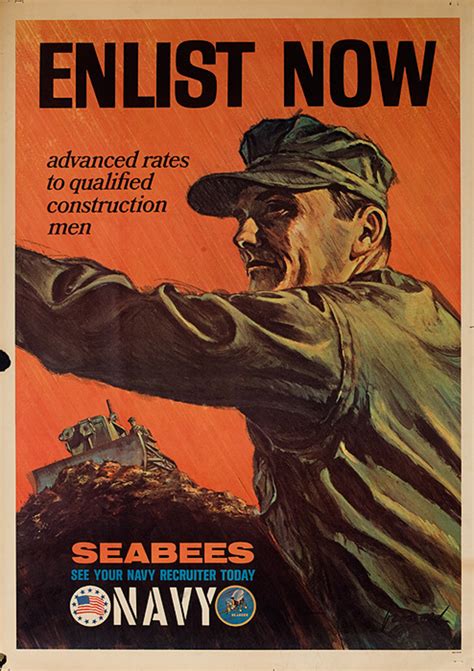 Enlist Now Seabees Navy Vietnam War Recruiting Poster David Pollack Vintage Posters