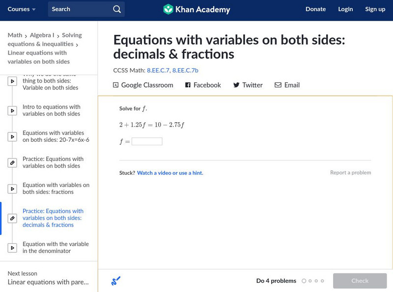 Equation With Variables On Both Sides Fractions Video Khan Academy