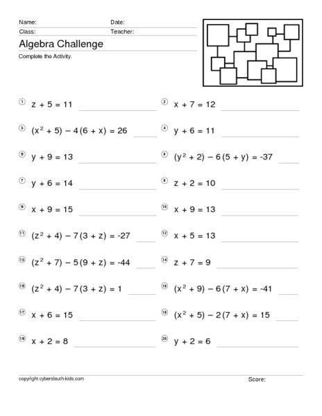 Equations In One Variable Worksheet Printable Word Searches