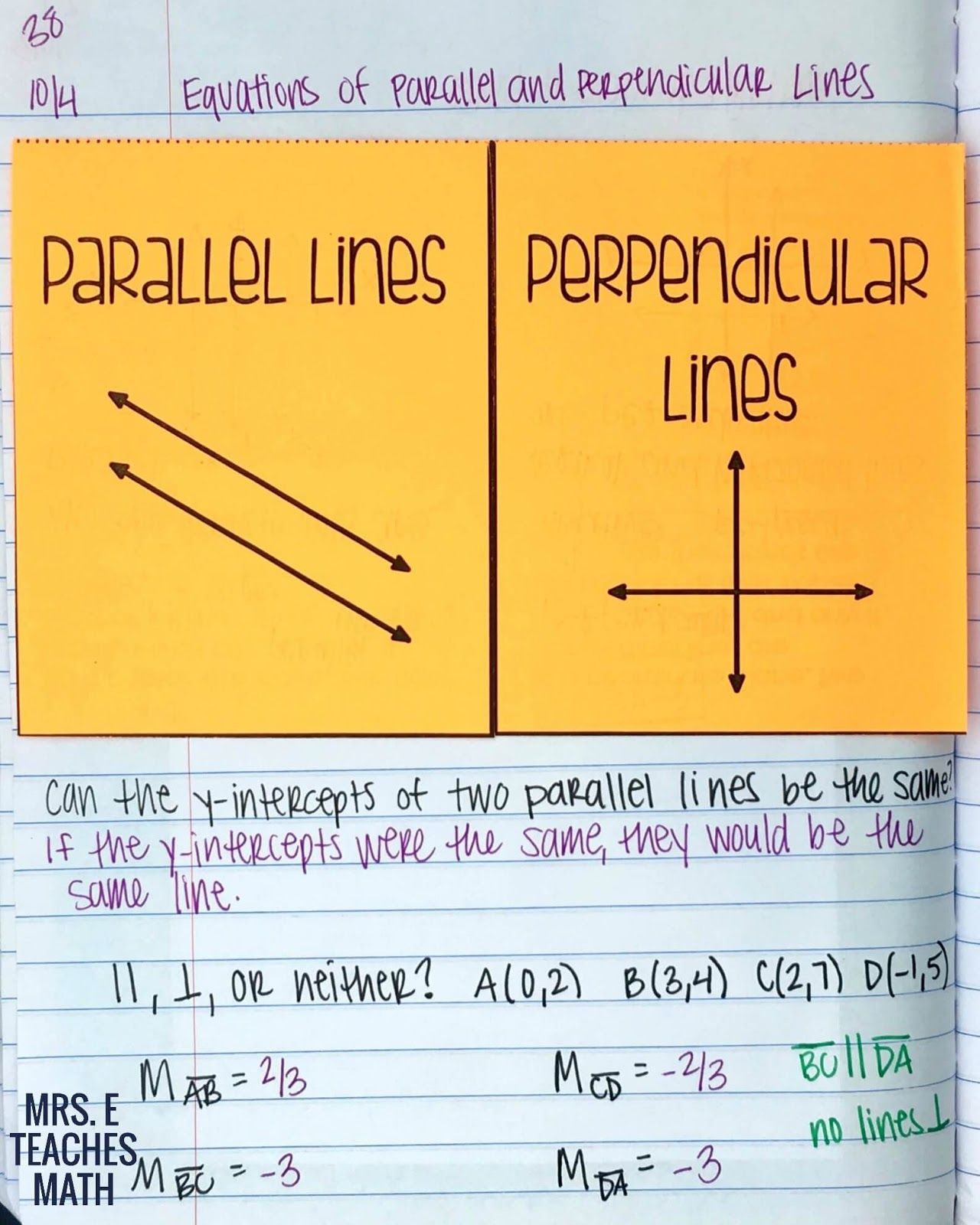 Equations Of Parallel And Perpendicular Lines Worksheets