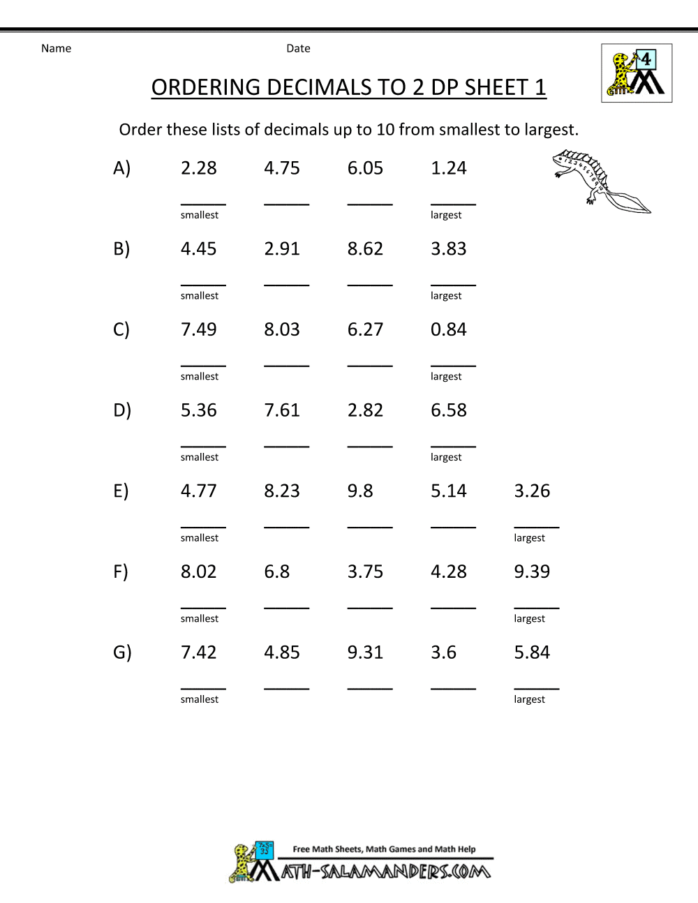 Equivalent Decimals Worksheets Printable Word Searches