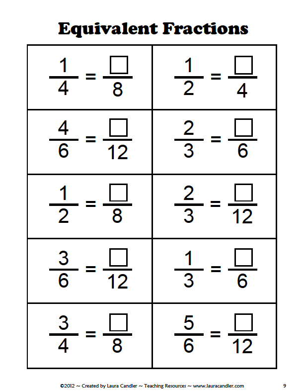 Equivalent Fraction Worksheets 5Th Grade