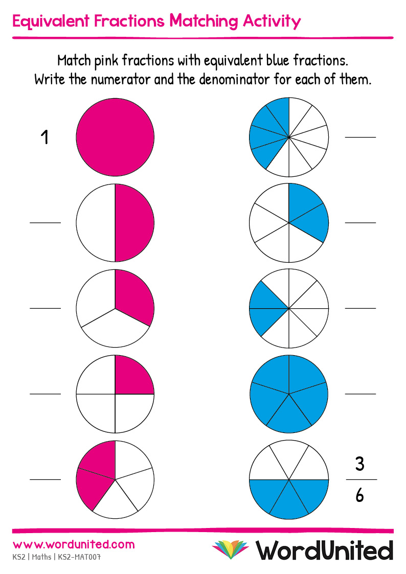 Equivalent Fractions Matching Activity Frazioni Lavoro