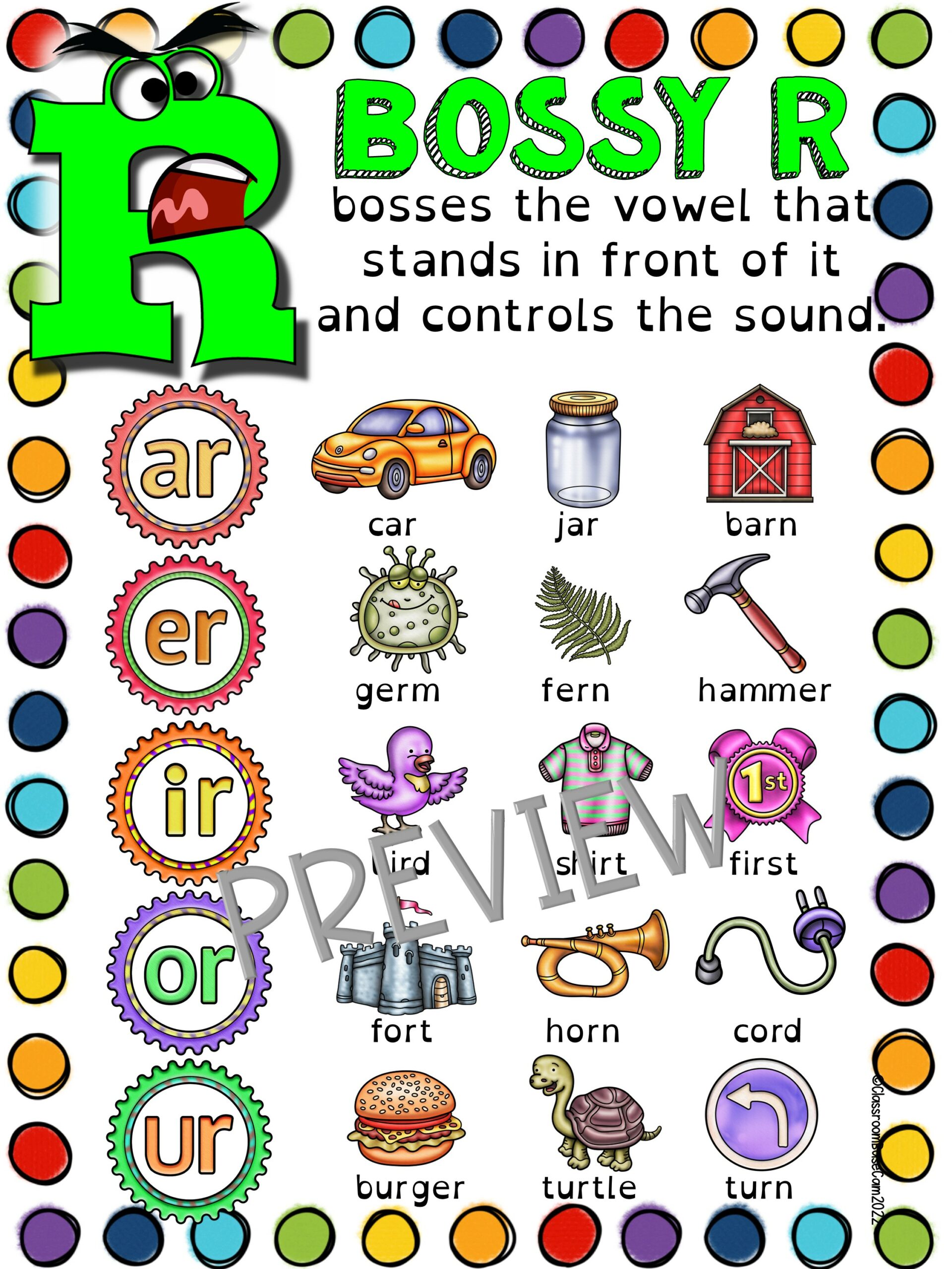 Er Ir Ur Bossy R Controlled Vowels Worksheets Activities No Prep