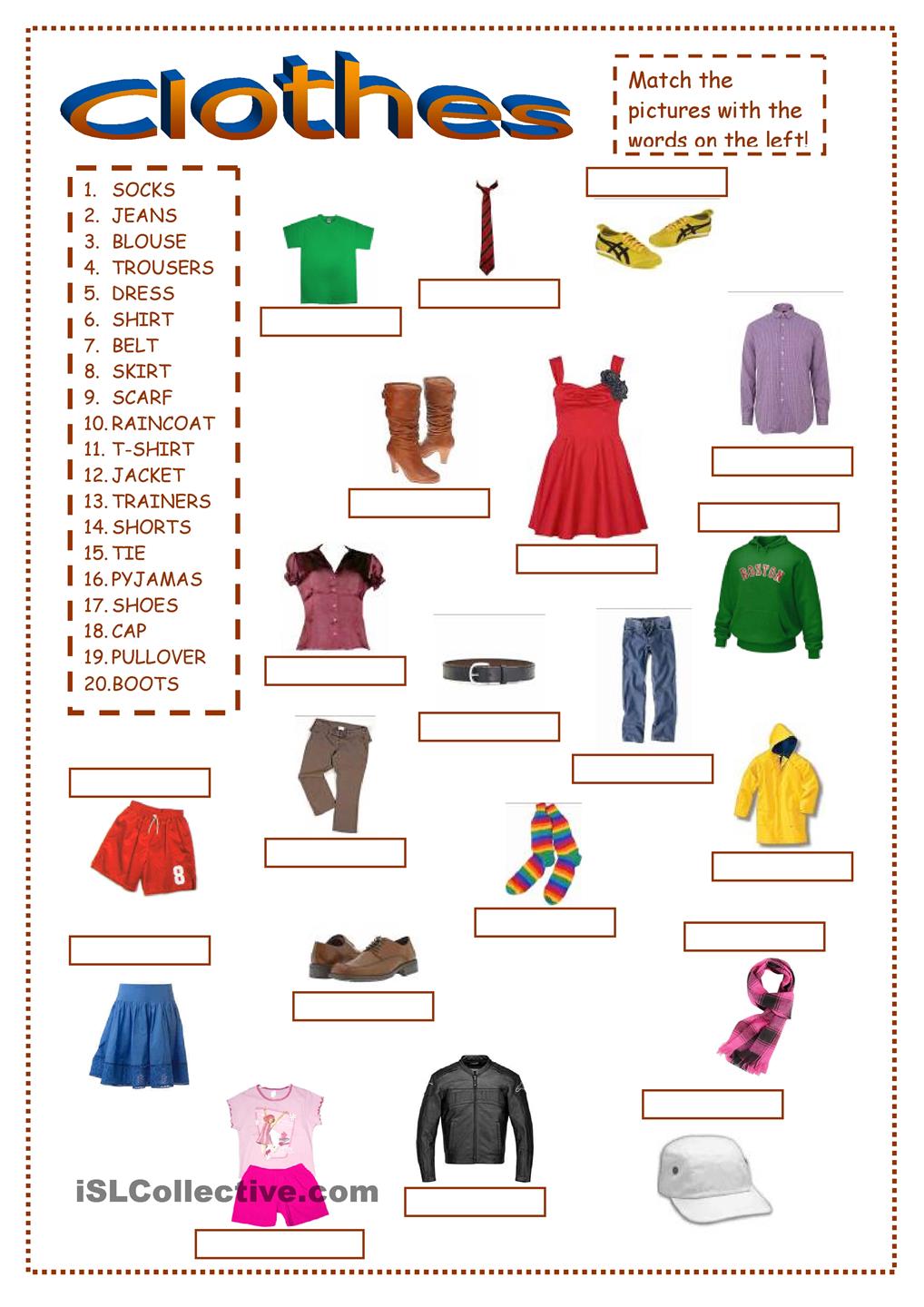 Esl Clothes Worksheet Printable