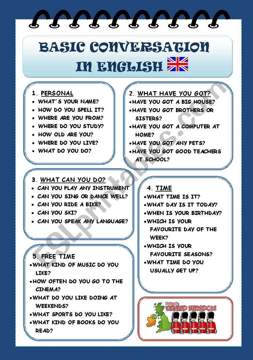 Esl Conversation Worksheets For Beginners