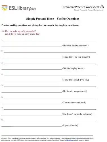 Esllibrary Com Grammar Practice Worksheets Answers