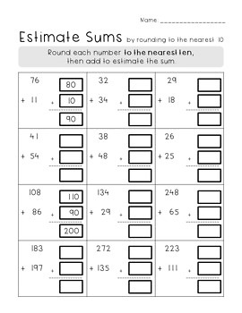 Estimating Sums Differences Worksheets By Brianne Dekker Tpt