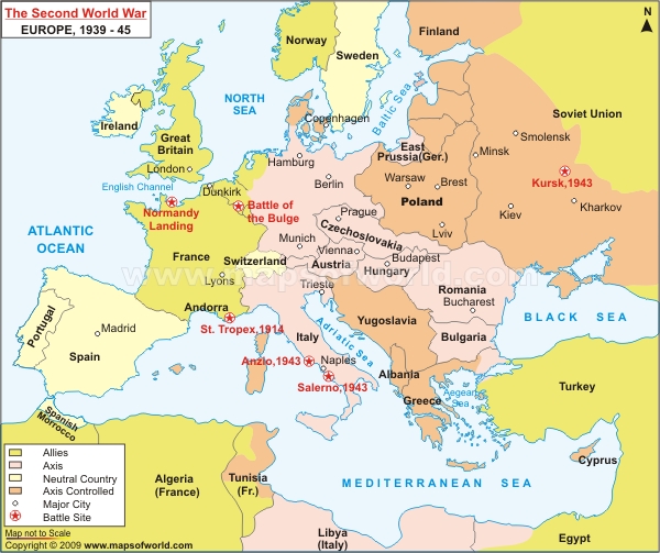 Europe Map Labeled Ww2