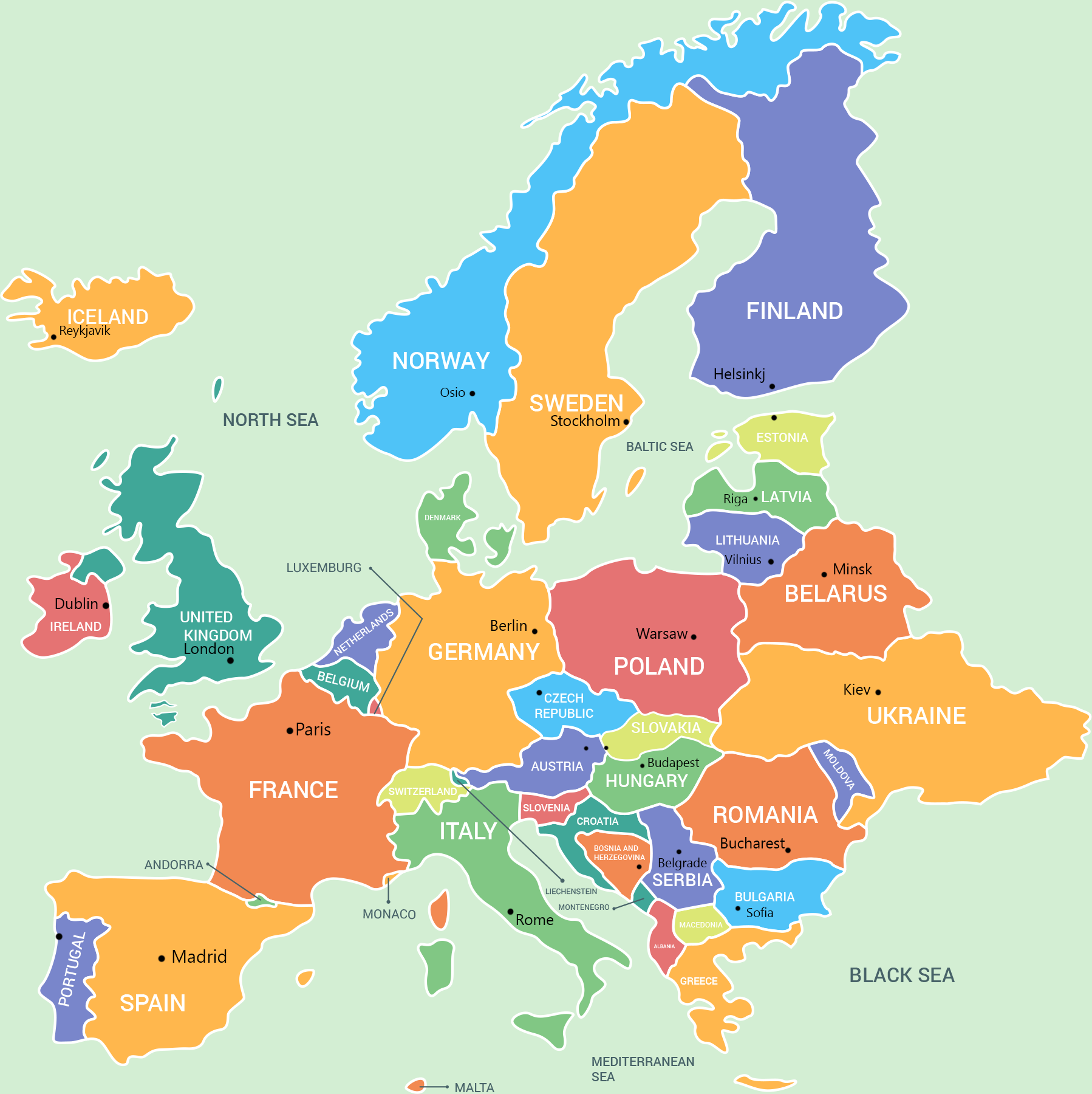 European Countries And Capitals Homeschool Printable Geography 8 5 X 11