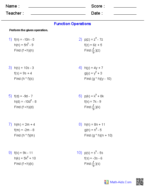 Evaluating Functions Worksheet Algebra 23 Englishworksheet My Id