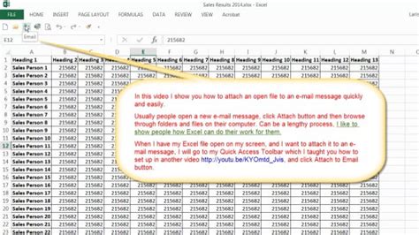 Excel Tutorial How To Attach Open Excel File To Email Message