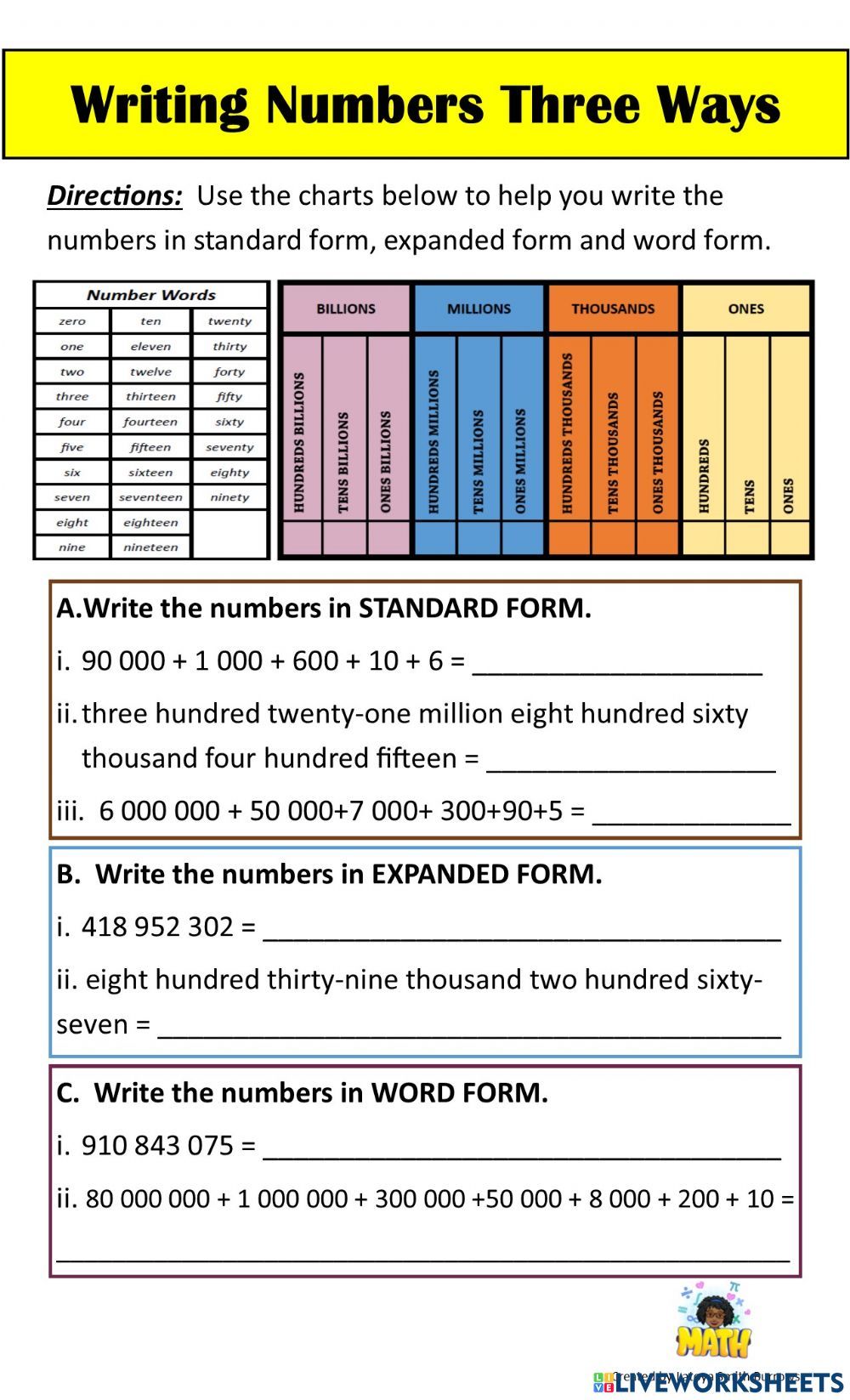 Explore Expanded Word and Standard Form Worksheets Easily