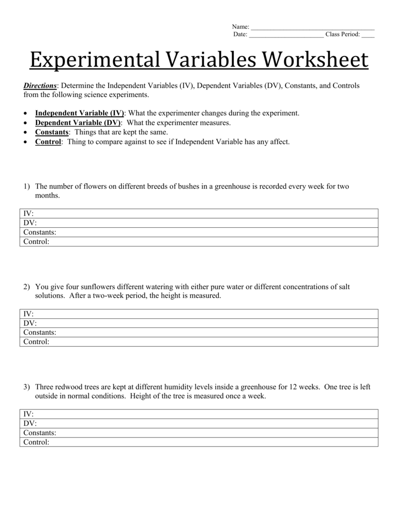 Mastering Experimental Variables: Worksheet Answers Explained