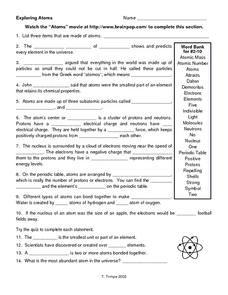 Exploring Atoms Worksheet For 8Th 9Th Grade Lesson Planet