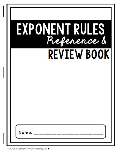 Exponent Rules Review Book Largerr