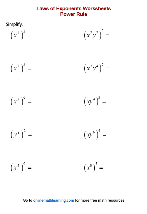 Exponents Power Rule Worksheet Answers Revealed