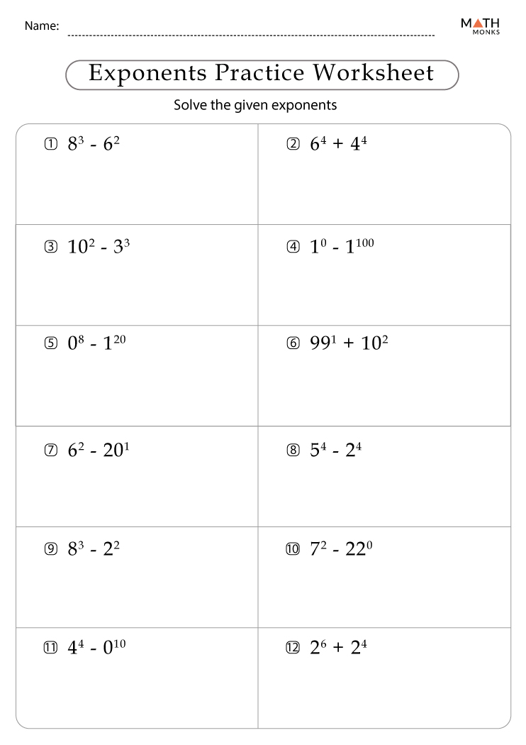 6 Essential Exponent Worksheets for Grade 6 Mastery