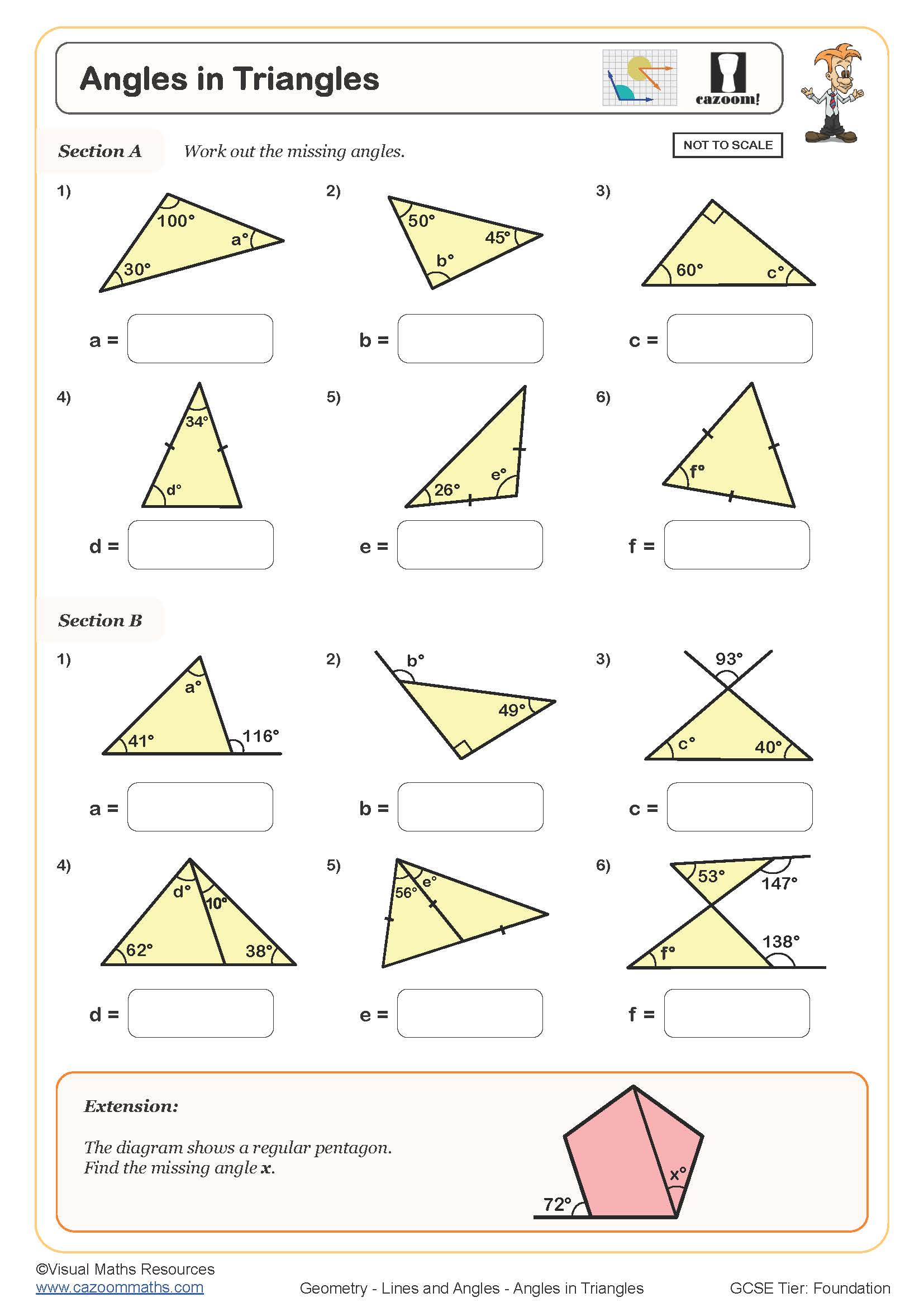 Exterior Angles Triangles Worksheet Pdf