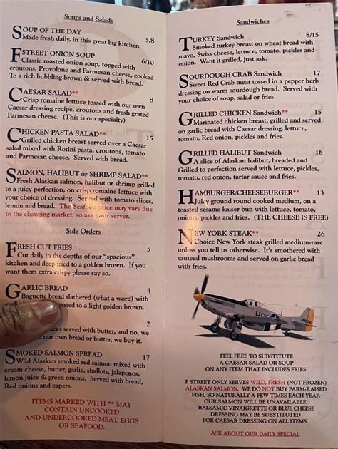 F Street Station Menu In Anchorage Alaska Usa