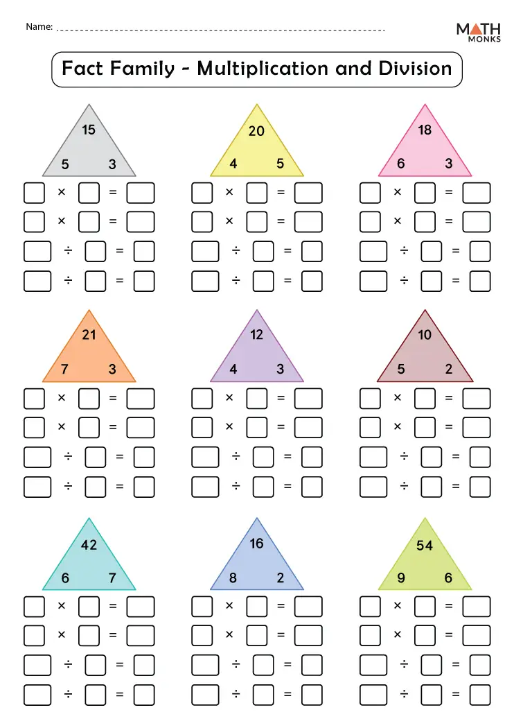 Fact Family Worksheets Math Monks