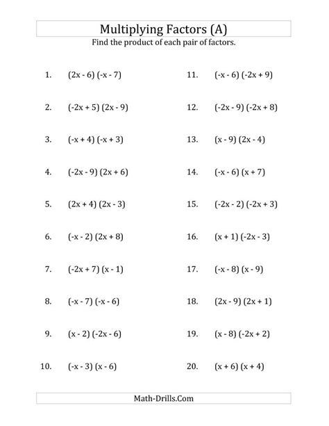 Factoring And Foiling Worksheet Pdf