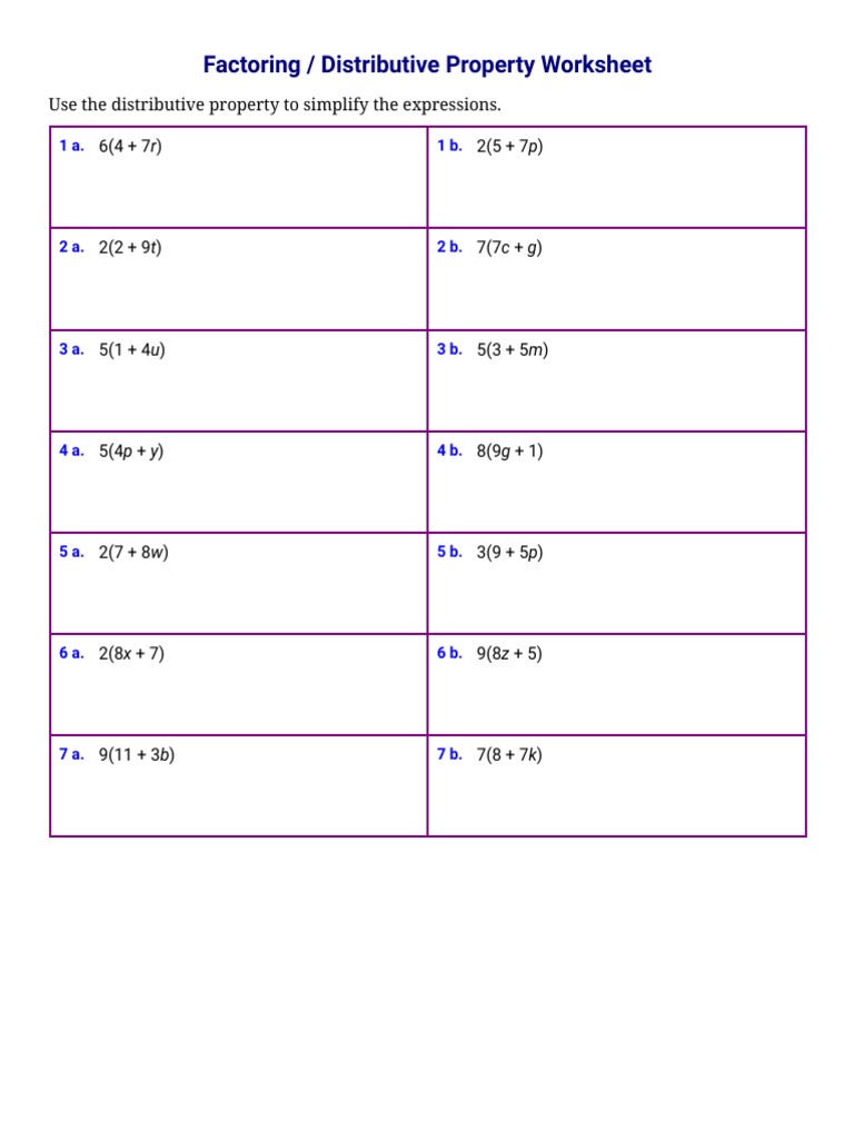 Factoring Distributive Property Worksheet Answers Pdf Askworksheet