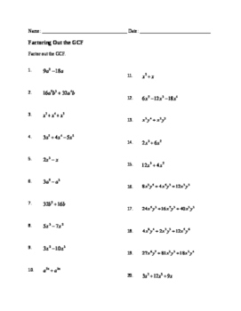 GCF Factoring Worksheets: Master Math with Ease