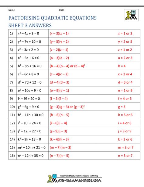 Factoring Quadratic Expressions Made Easy With Answers