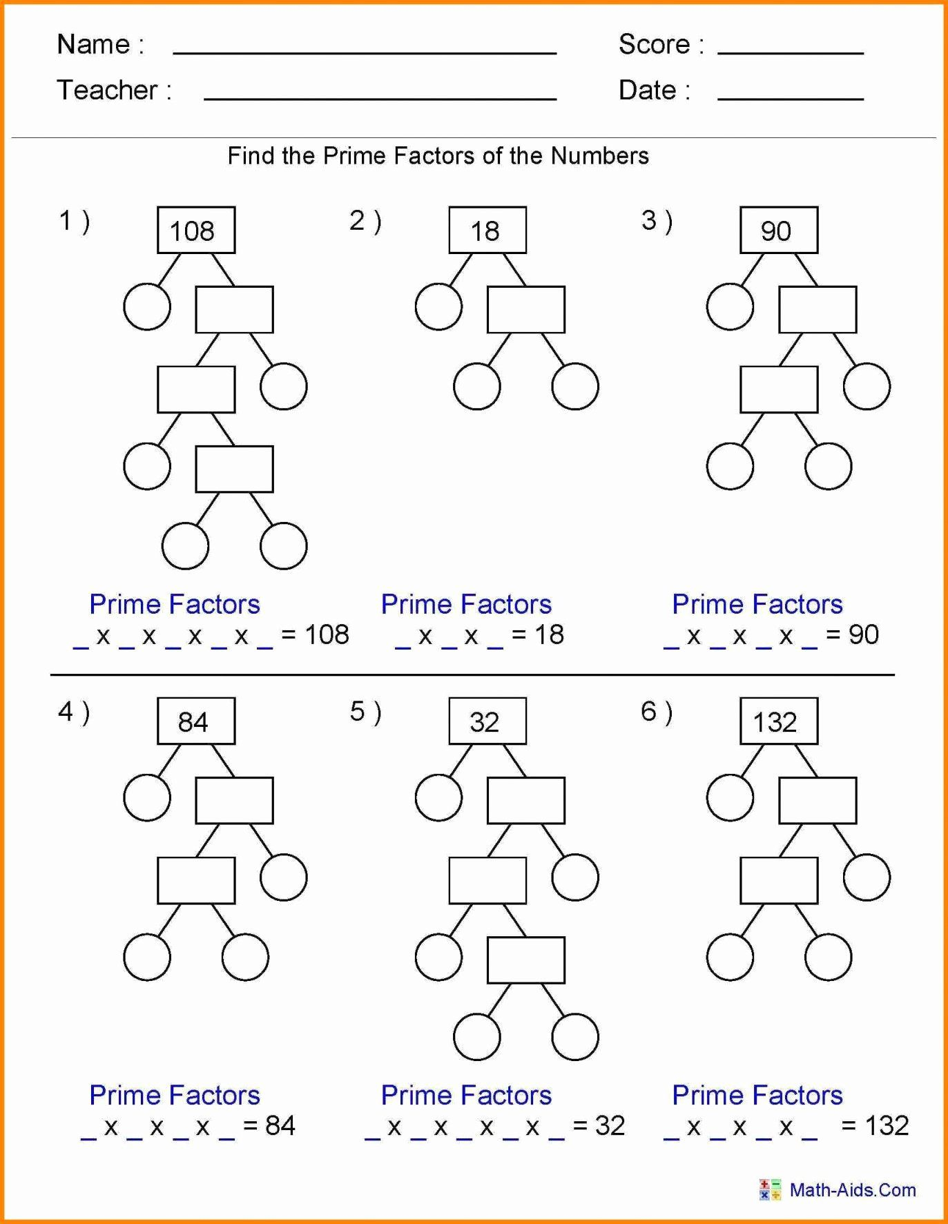 Factors Multiples And Primes Worksheet Ks3 With Answers Free Printable