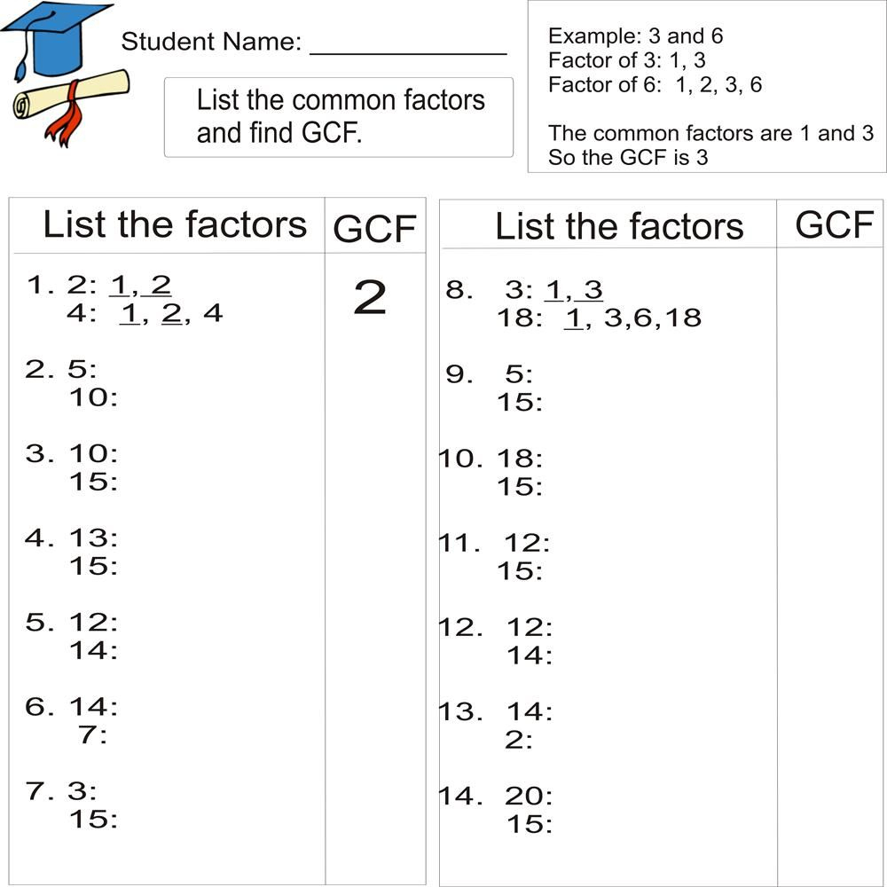 Factors Worksheets Lcm And Gcf Worksheets, 59% Off