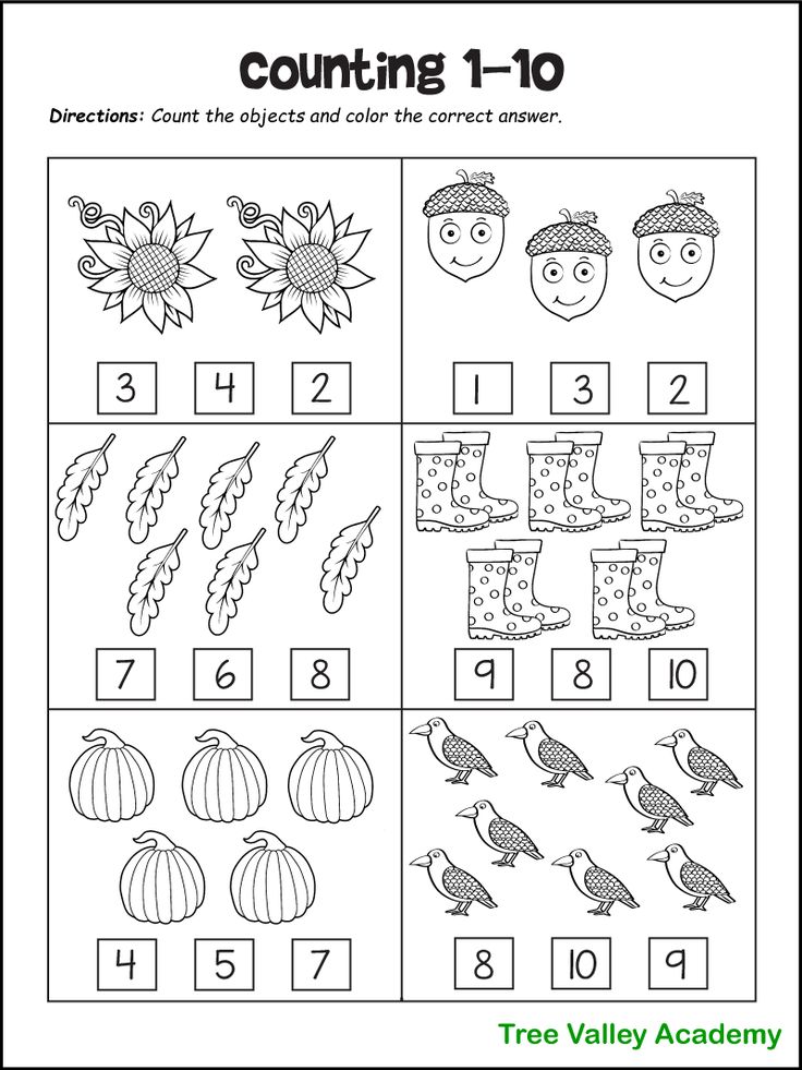 Fall Counting 1 10 Worksheets Free Printable For Kindergarten