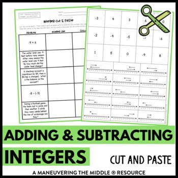 Fall Themed Adding And Subtracting Integers Cut And Paste Activity 6Th 7Th Classful