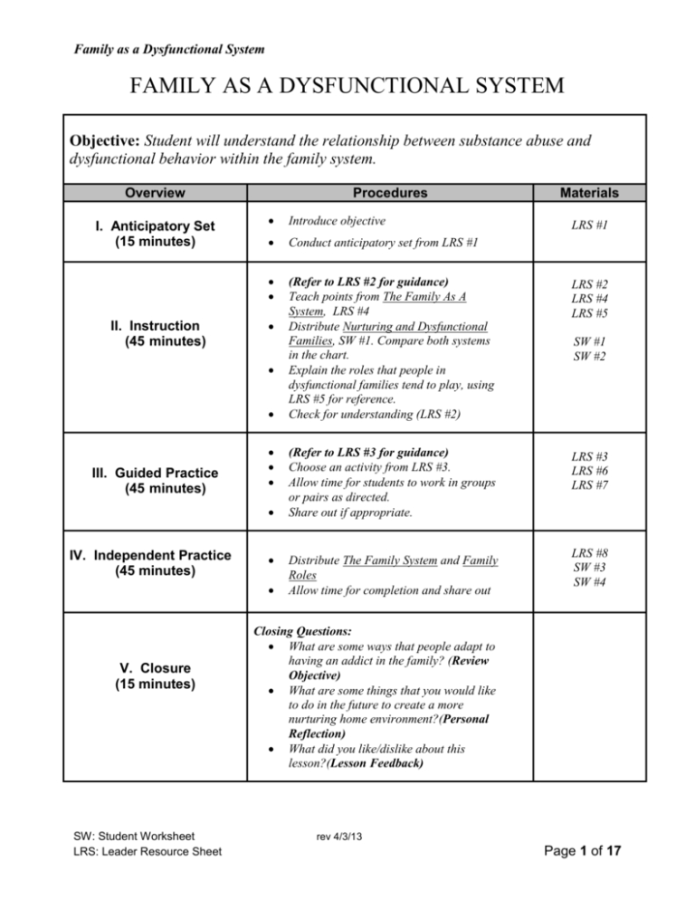 Family Dynamics Worksheet Db Excel Com