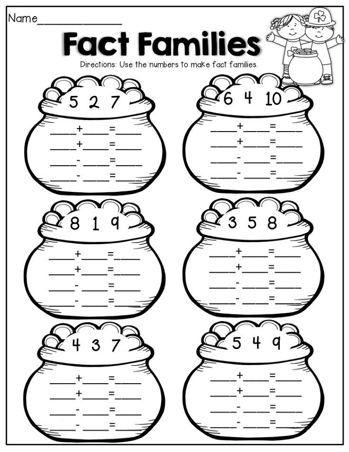 Family Facts Math Worksheets Fact Family Worksheet Family Worksheet