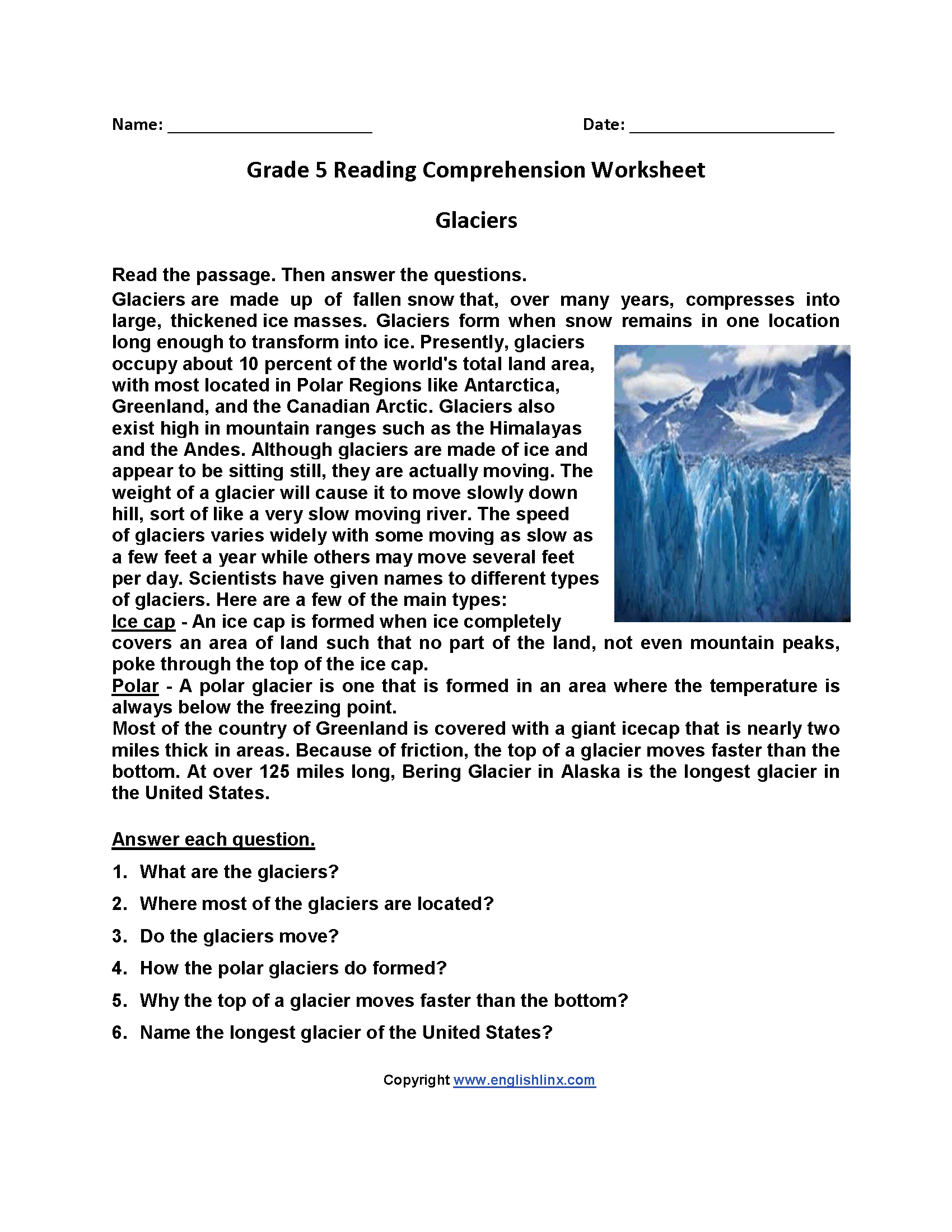 Fifth Grade Reading Comprehension Worksheets Page 2 Of 5 Have Fun