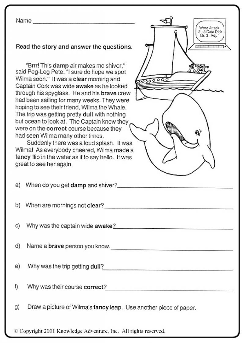 Fifth Grade Reading Comprehension Worksheets Page 5 Of 8 Have Fun