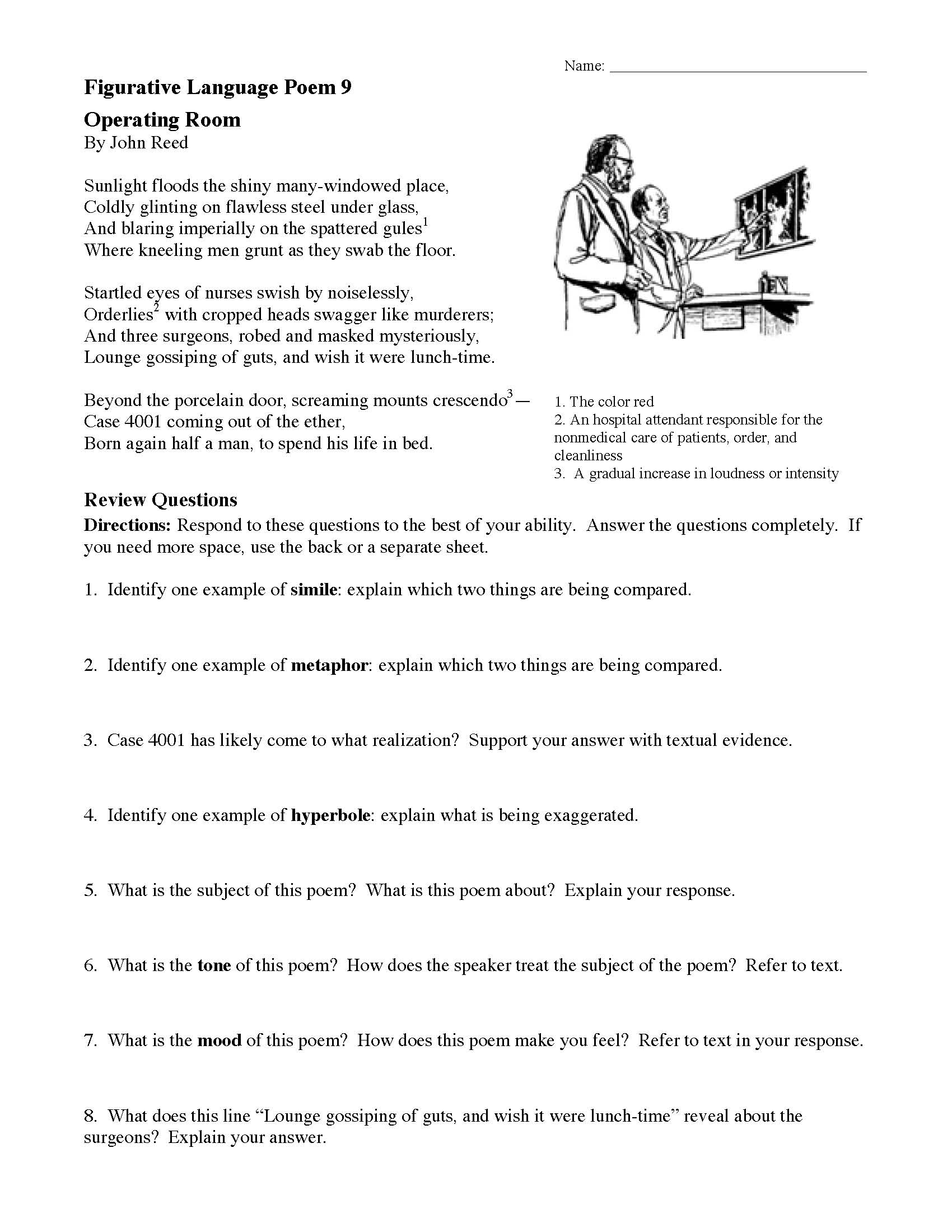 Figurative Language Poem 5 Worksheet Answers