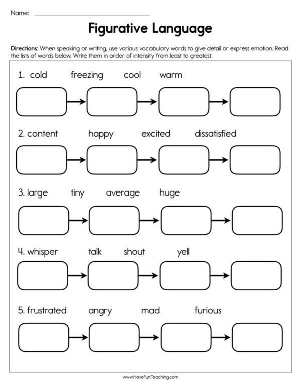 Figurative Language Worksheet Sixth Grade